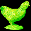 Gerty the green chicken